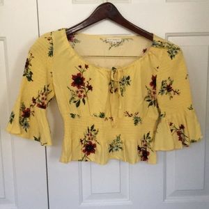 Printed yellow crop top